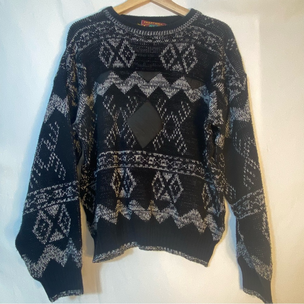 Men's Black and Gray Crewneck Sweater
